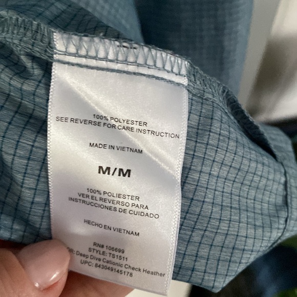 HABIT blue green teal check long sleeve outdoor UV fishing hiking M - Picture 3 of 5